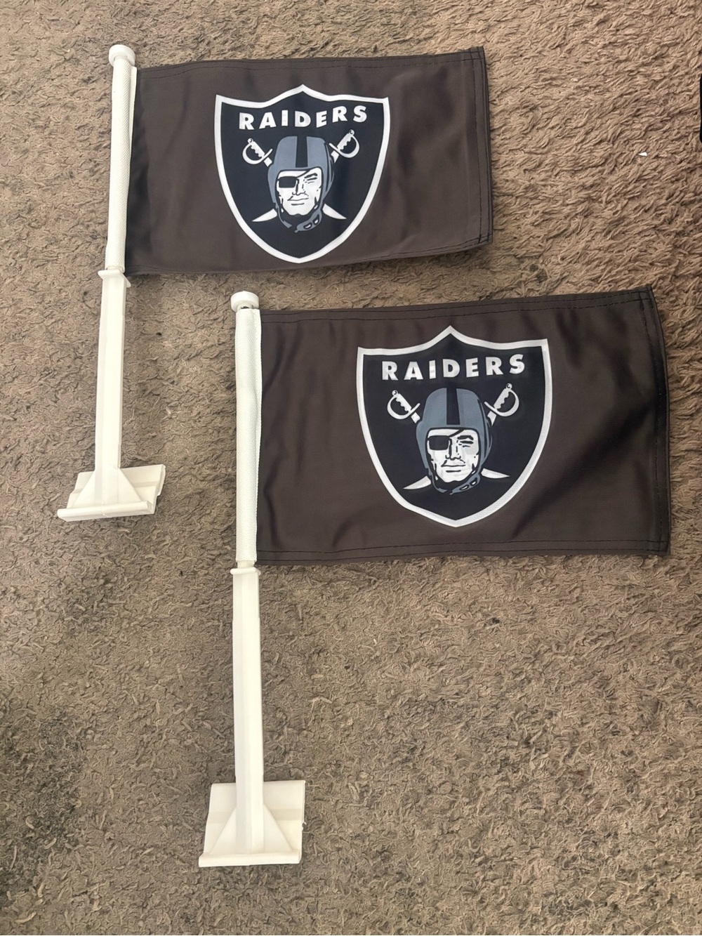 Las Vegas Raiders Car Window Flags - Black & White (Pair)